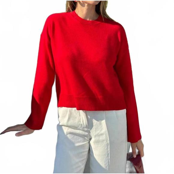 NEW 27 MILES MALIBU louise cashmere sweater in crimson